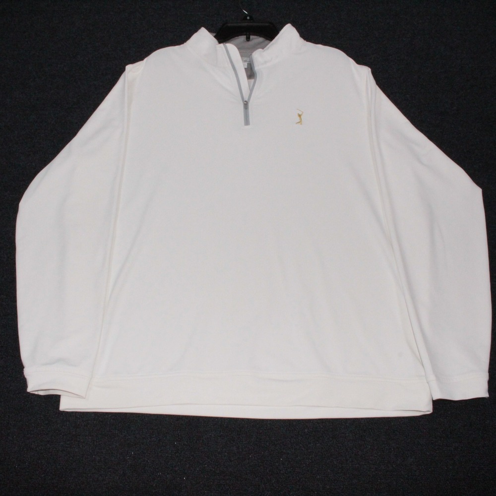 Peter Millar x The Players Mens Size XL Perth 1/4 Zip White Performance Golf